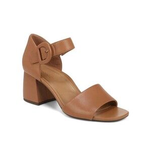 Vionic Chardonnay Block Heel Sandal Camel Brown Leather Womens 10 Wide